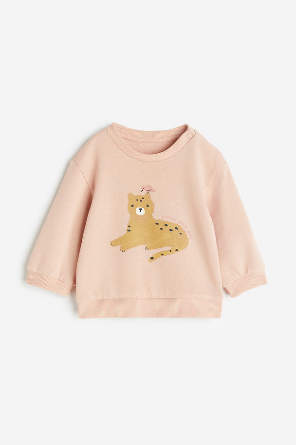 H&M Sweatshirt Støvet Rosa/leopard