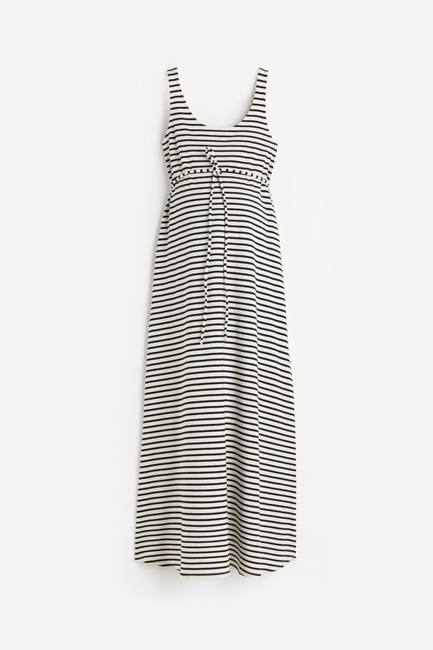 H&M Mama Calf-length Cotton Dress White/striped