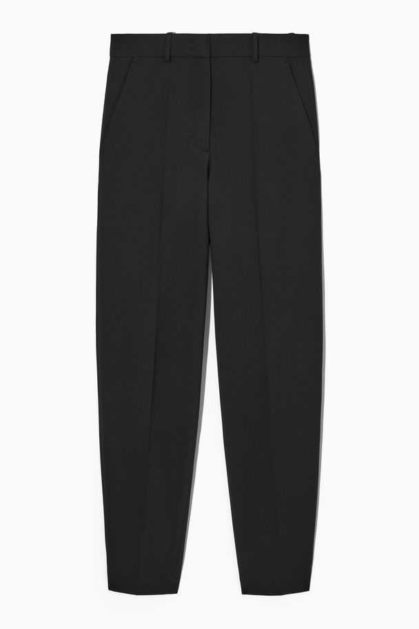 COS Regular-fit Tapered Wool-blend Trousers Black