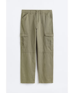 H&m+ Twill Cargo Trousers Khaki Green