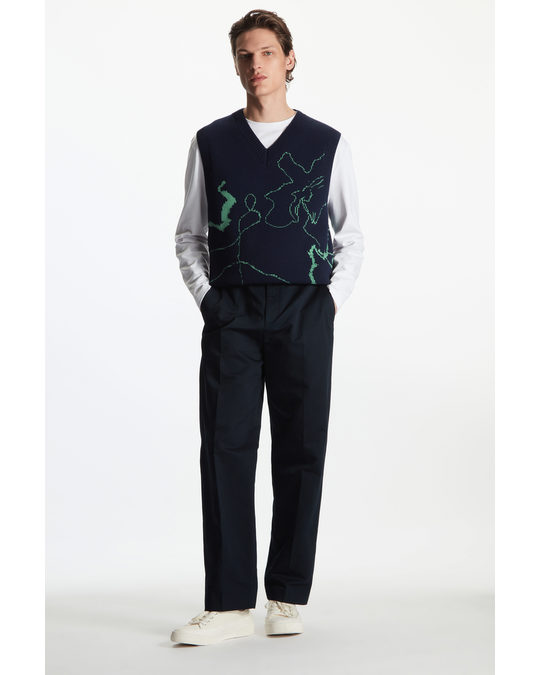 COS Regular-fit Jacquard-knit Vest Navy / Green