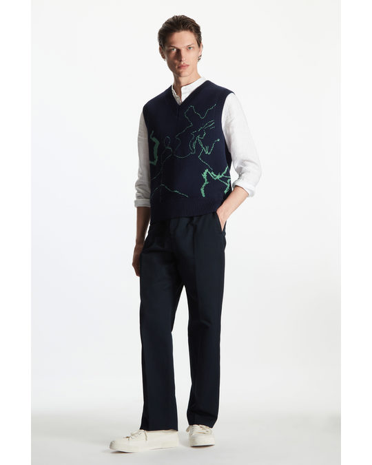 COS Regular-fit Jacquard-knit Vest Navy / Green