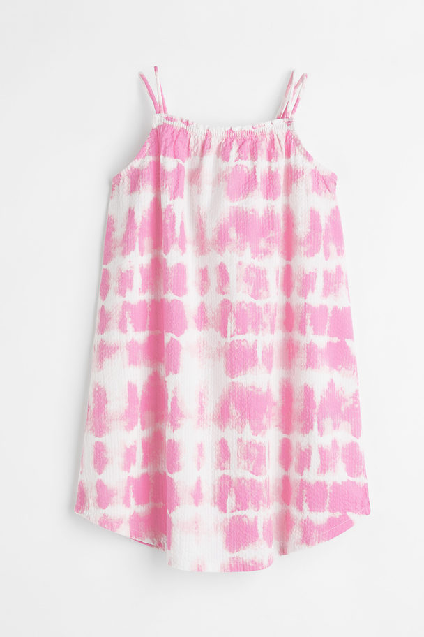 H&M Klänning I Bomull Rosa/batikmönstrad