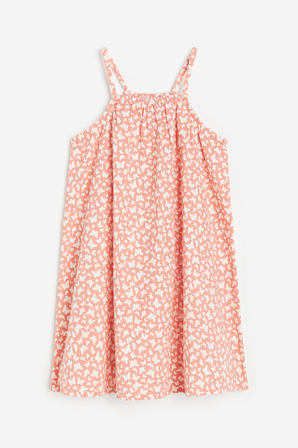 H&M Cotton Dress Coral/butterflies