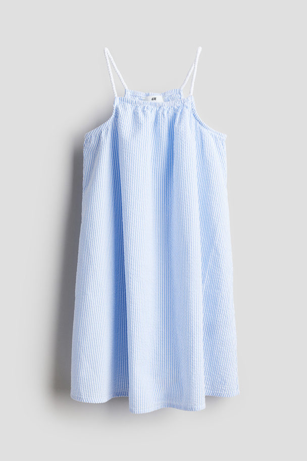 H&M Cotton Dress Light Blue/striped