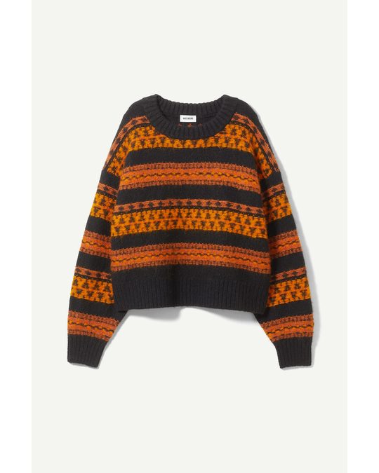 Weekday Last Jacquard Sweater Black & Orange