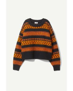 Last Jacquard Sweater Black & Orange