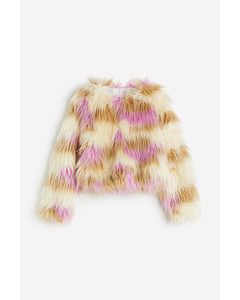 Fluffy Jacket Beige/pink