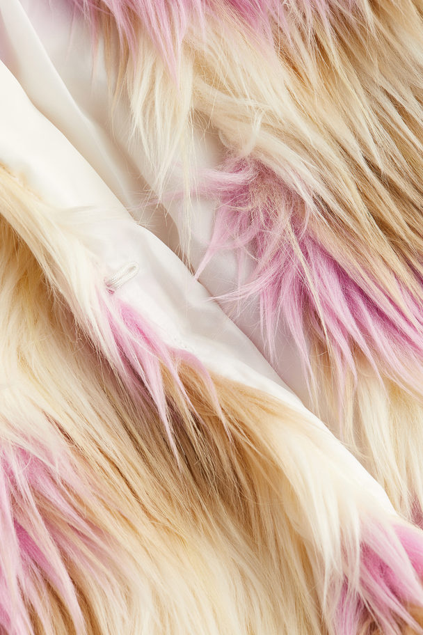 H&M Fluffy Jacket Beige/pink