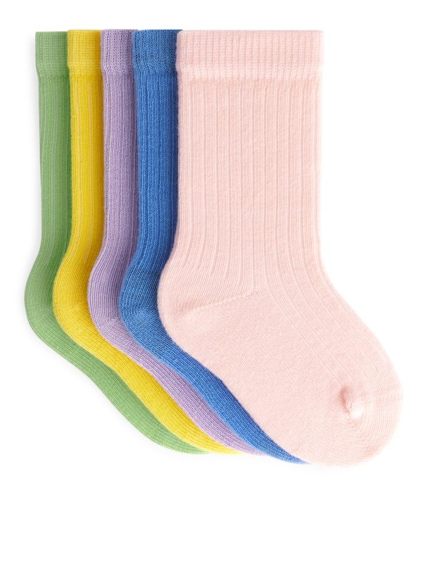ARKET Rib Knit Baby Socks, 5 Pairs Rainbow/multi-colour
