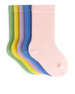 Rib Knit Baby Socks, 5 Pairs Rainbow/multi-colour