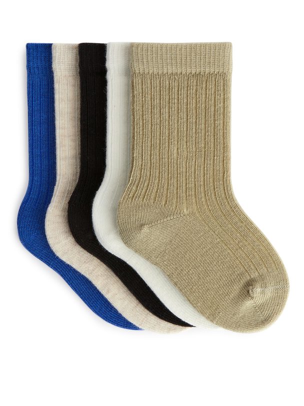 ARKET Rib Knit Baby Socks, 5 Pairs Neutrals/multi-colour