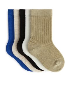 Baby-sokker I Ribstrik, 5 Par Neutrale/flerfarvet