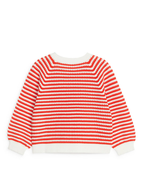 ARKET Pointelle Jumper White/red