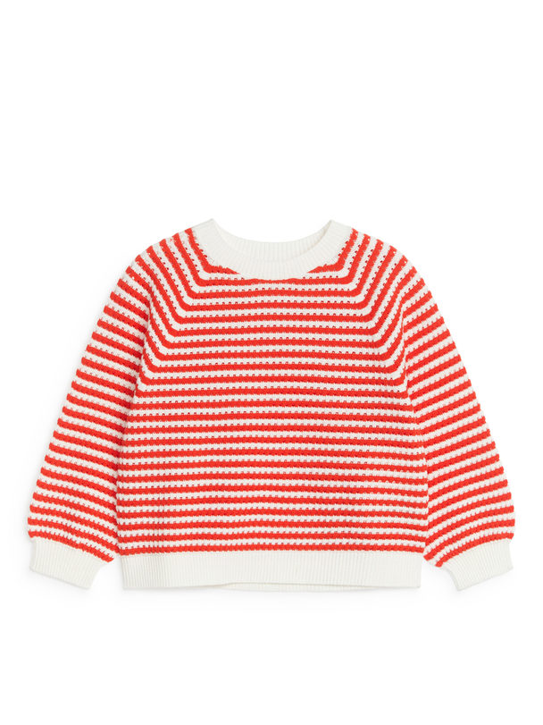 ARKET Pointelle Jumper White/red