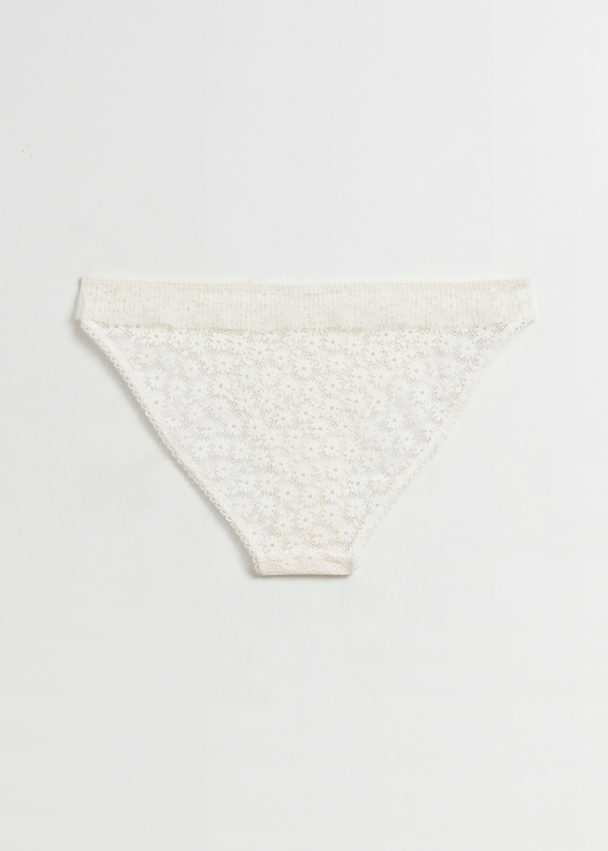 & Other Stories Pleated Frill Trimmed Briefs Cream