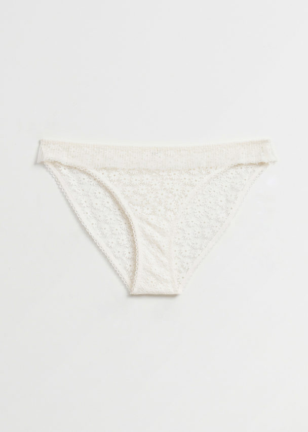& Other Stories Pleated Frill Trimmed Briefs Cream