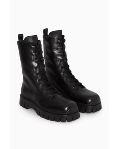 Chunky Lace-up Boots Black