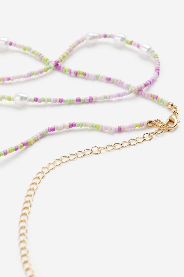 H&M Beaded Waist Chain Gold-coloured/purple