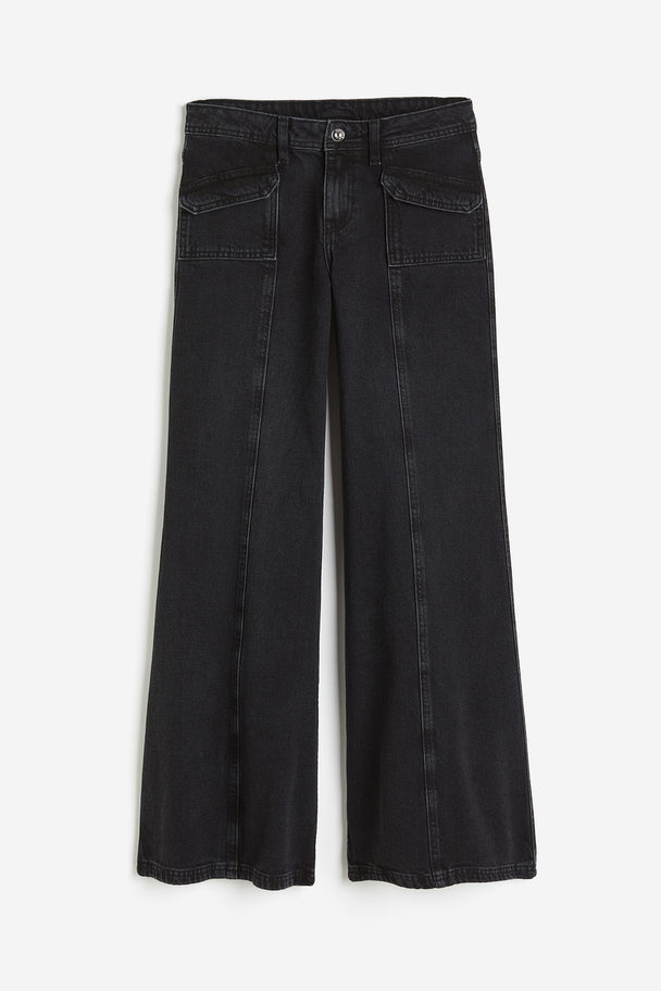 H&M Wide Regular Jeans Sort