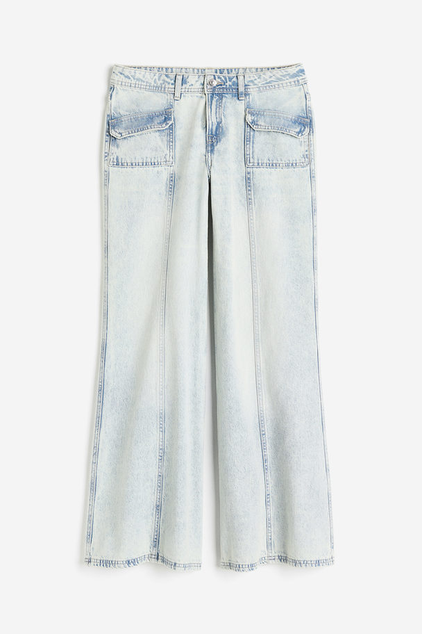 H&M Wide Regular Jeans Sart Denimblå