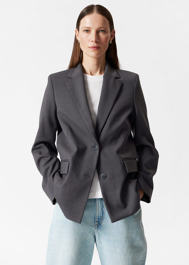 & Other Stories Einreihiger Blazer Gedecktes Grau