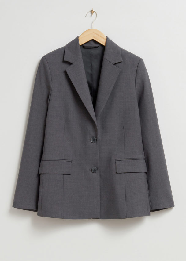 & Other Stories Einreihiger Blazer Gedecktes Grau