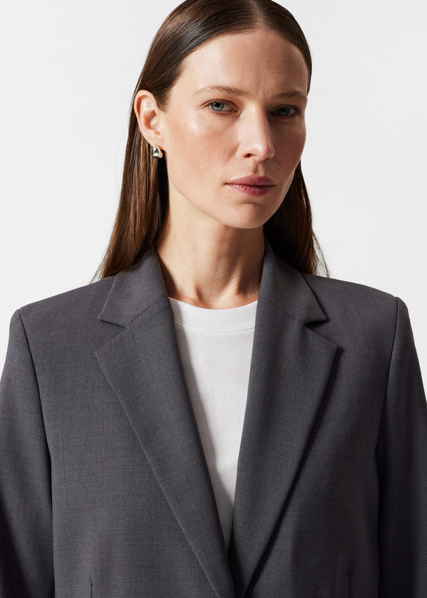 & Other Stories Einreihiger Blazer Gedecktes Grau