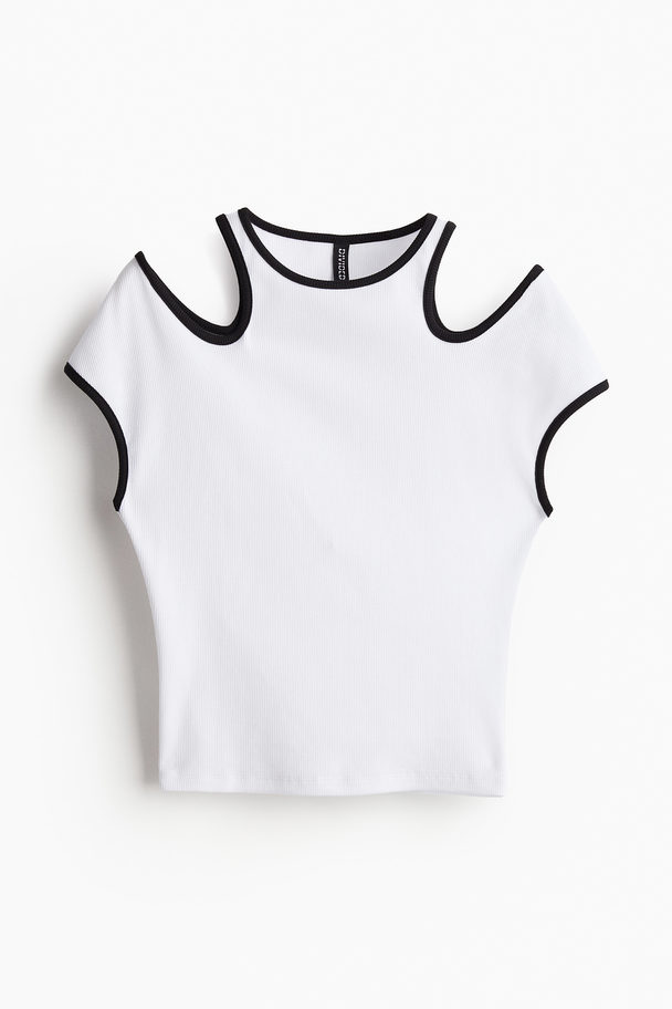 H&M Kurzshirt mit Cut-outs Weiß