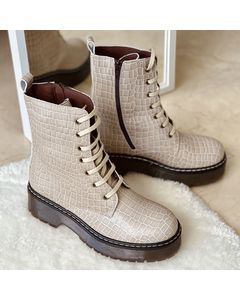 Boston Beige Leather Military Boots