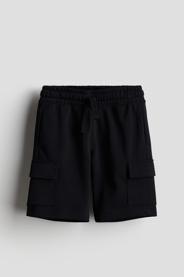 H&M Cargoshorts aus Sweatstoff Schwarz