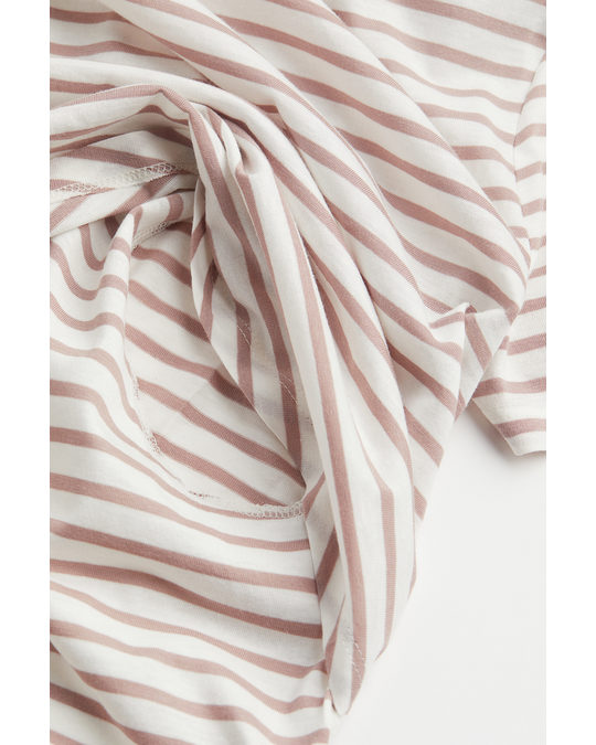 H&M Mama Modal-blend Nursing Top Old Rose/white Striped