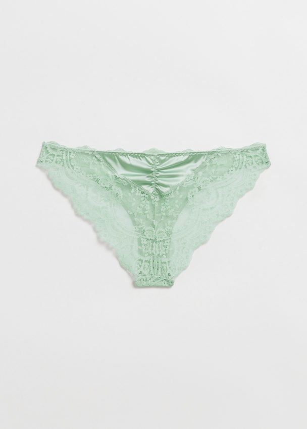 & Other Stories Satin Lace Briefs Light Green
