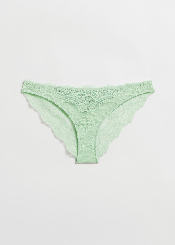 & Other Stories Satin Lace Briefs Light Green