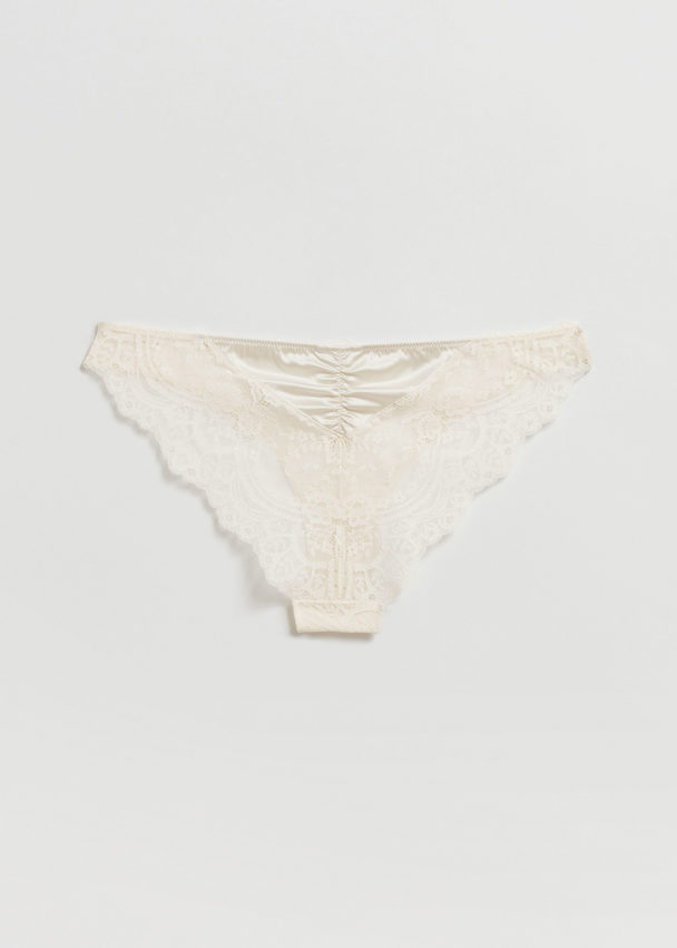 & Other Stories Satin Lace Briefs Cream
