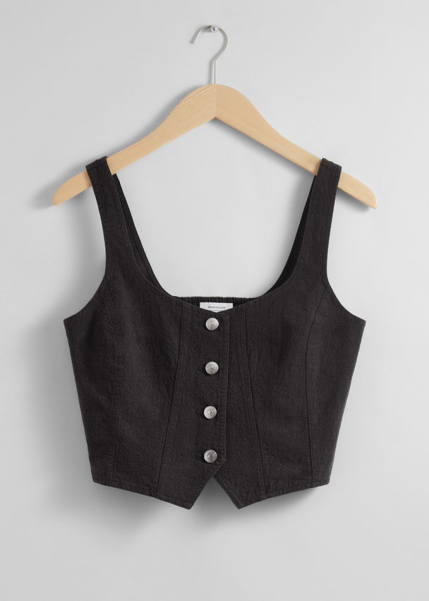 & Other Stories Cropped Denim Top Black
