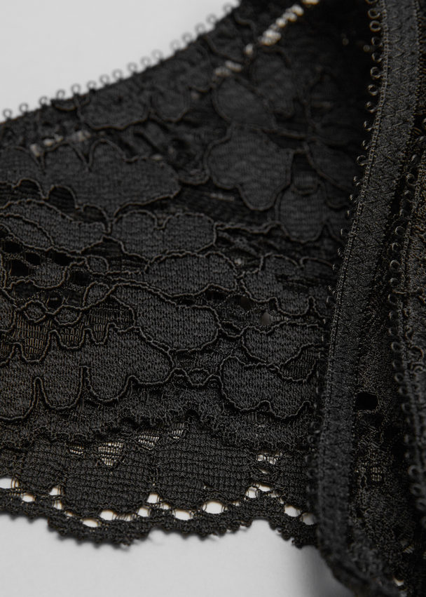 & Other Stories Scalloped Lace Tanga Black