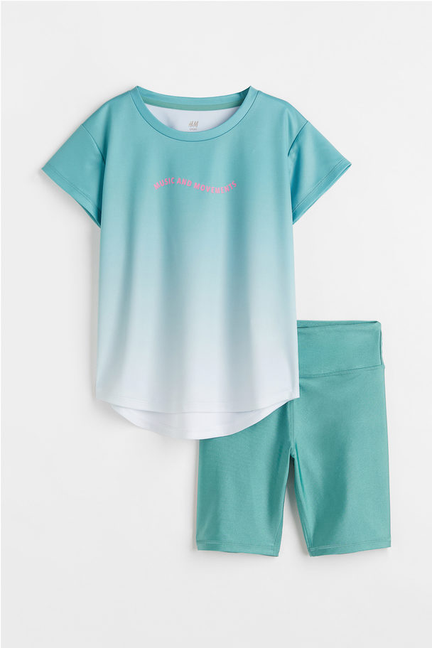 H&M 2-piece Sports Set Green/ombre
