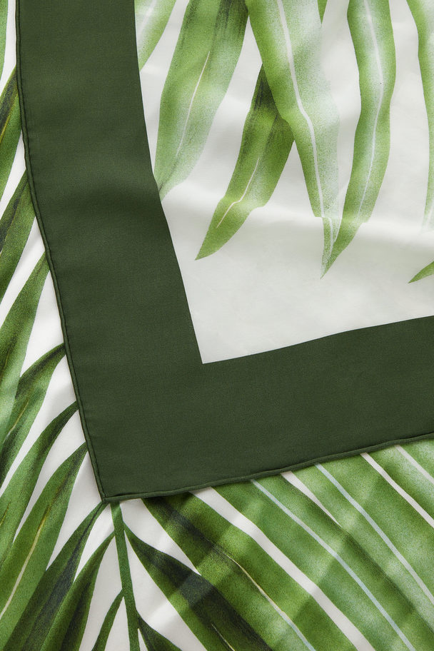 COS Leaf-print Silk Scarf White / Green