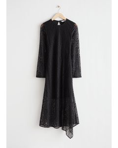 Cut-out Lace Midi Dress Black