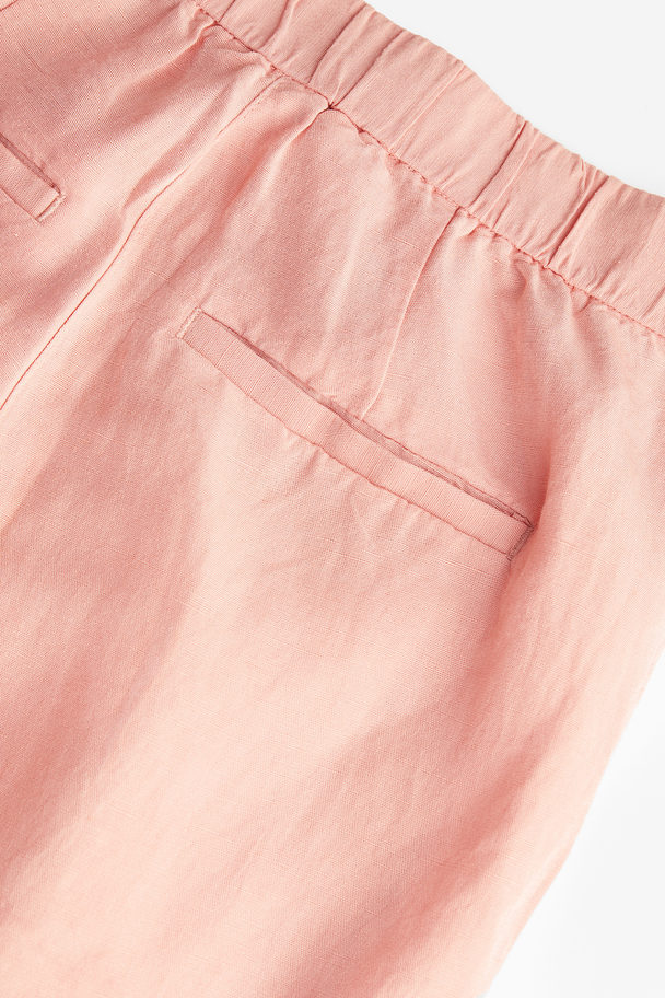 H&M Flared Linen-blend Trousers Apricot