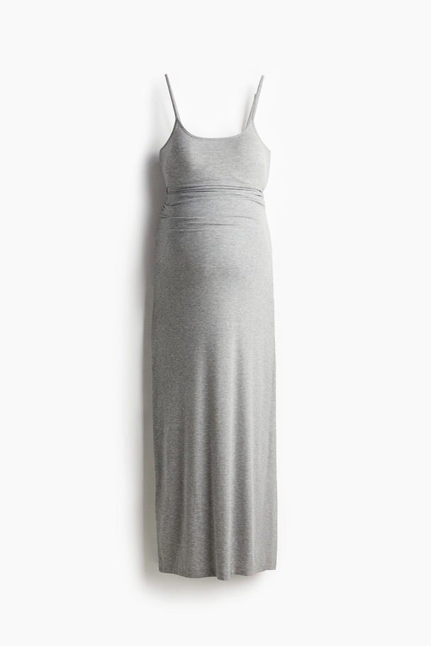 H&M Mama Long Ribbed Dress Grey Marl