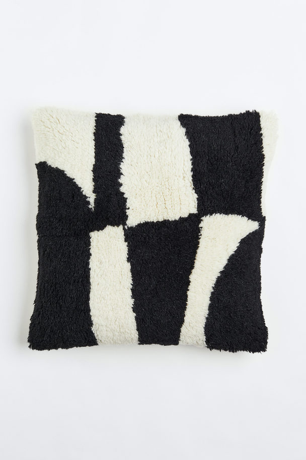 H&M HOME Tufted Wool Cushion Cover Black/white