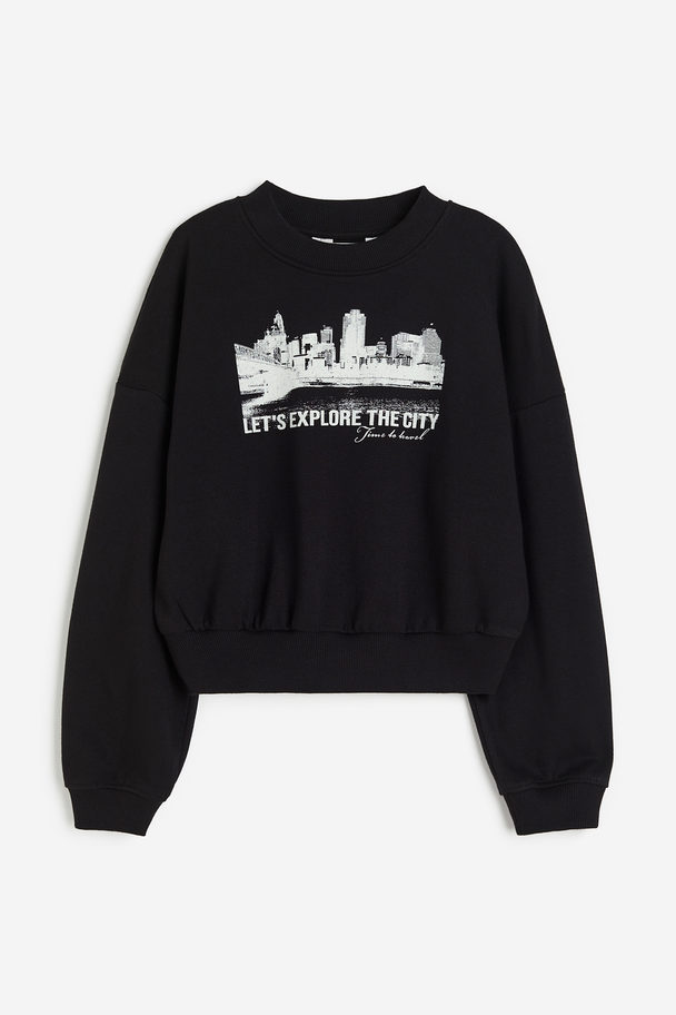 H&M Sweatshirt Sort/let's Explore The City