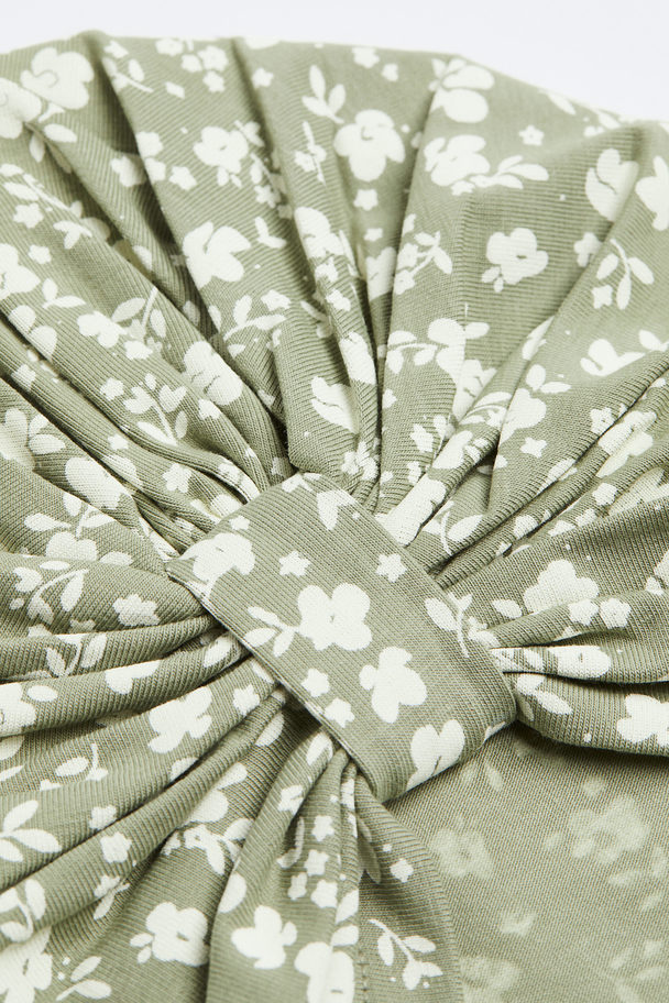 H&M Tricot Muts Met Geknoopt Detail Licht Kakigroen/bloemen