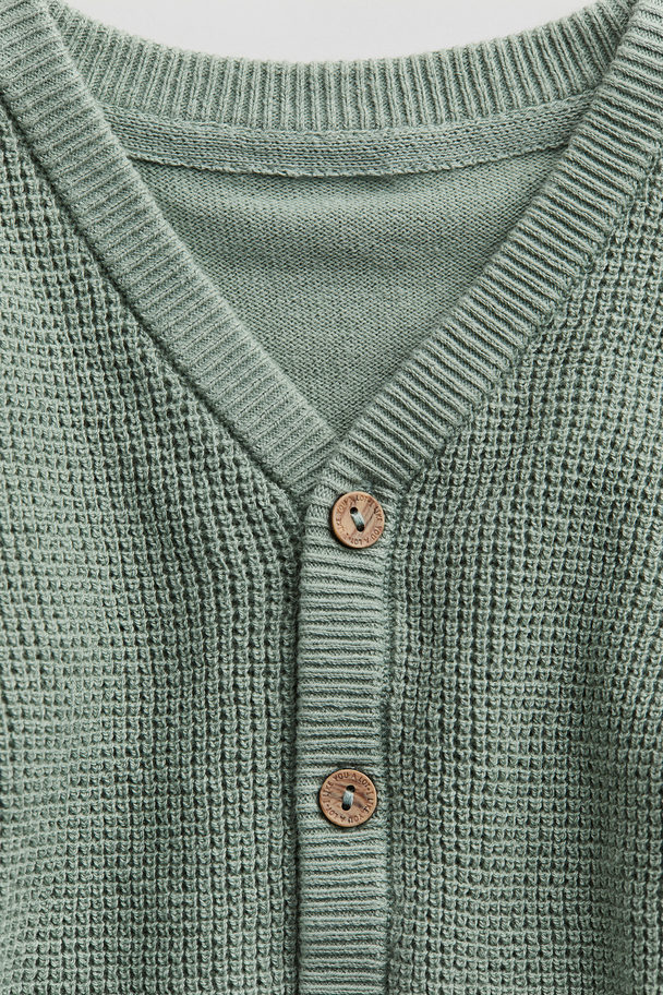 H&M Cardigan mit Waffelstruktur Helles Khakigrün