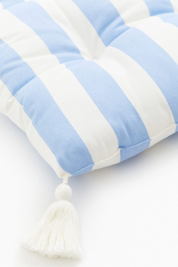 H&M HOME Sitzpolster mit Quasten Hellblau/Weiß