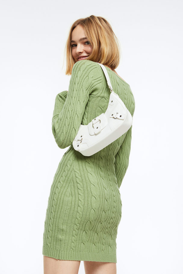 H&M Cable-knit Dress Light Green
