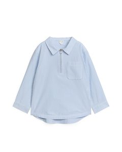 Pop-over Zip Shirt Blue/white