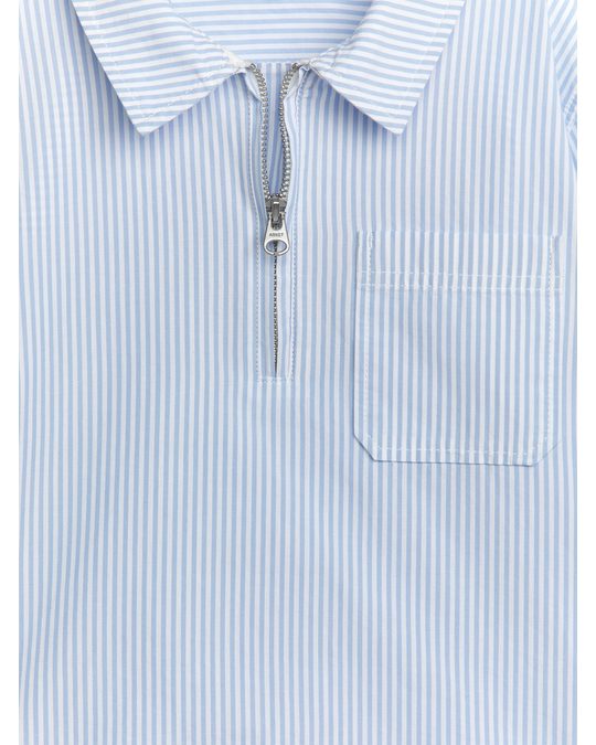 Arket Pop-over Zip Shirt Blue/white